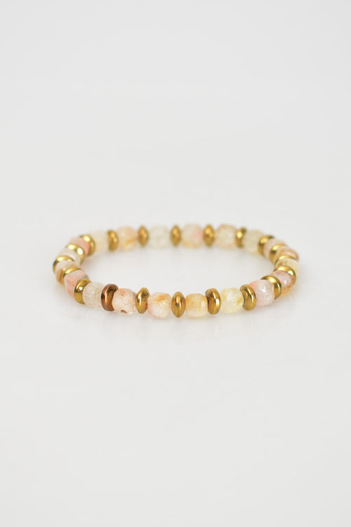 Citrine - Hematite Natural Stone Bracelet 6 mm