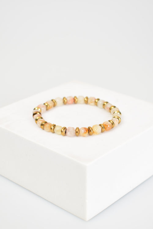 Citrine - Hematite Natural Stone Bracelet 6 mm