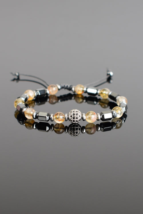 Citrine - Hematite Natural Stone Macrame Bracelet