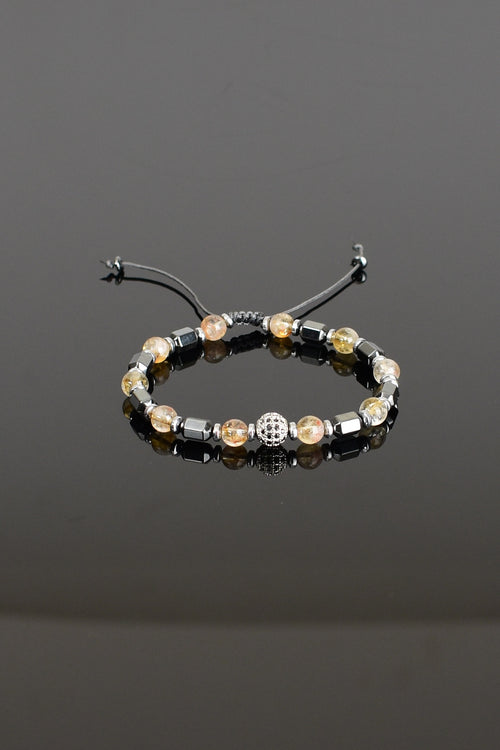 Citrine - Hematite Natural Stone Macrame Bracelet