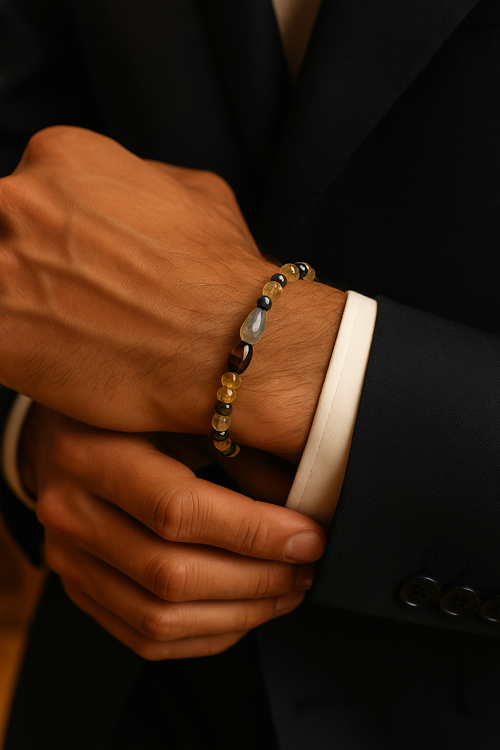 Sitrin - Kaplan Gözü - Labradorit -Hematit Doğal Taş Bileklik