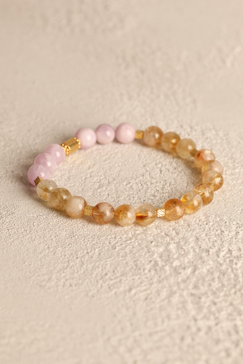 Sitrin & Kunzit (8 mm) Doğal Taş Gümüş Aparatlı Bileklik - Görsel 5 - Safnaturel
