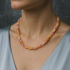 Citrine - Rhodochrosite Natural Silver Closure Necklace