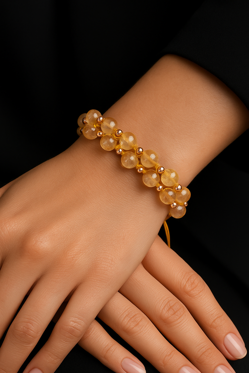 Sitrin Üçlü Makrome Tasarım Bileklik