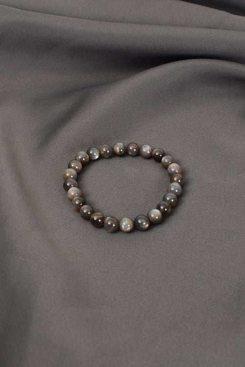 Siyah Ay Taşı Doğal Taş Bileklik 7 mm