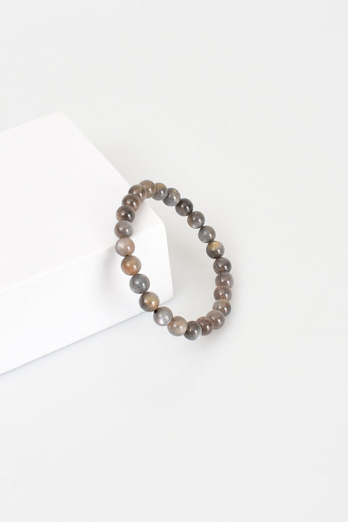 Siyah Ay Taşı Doğal Taş Bileklik 7 mm