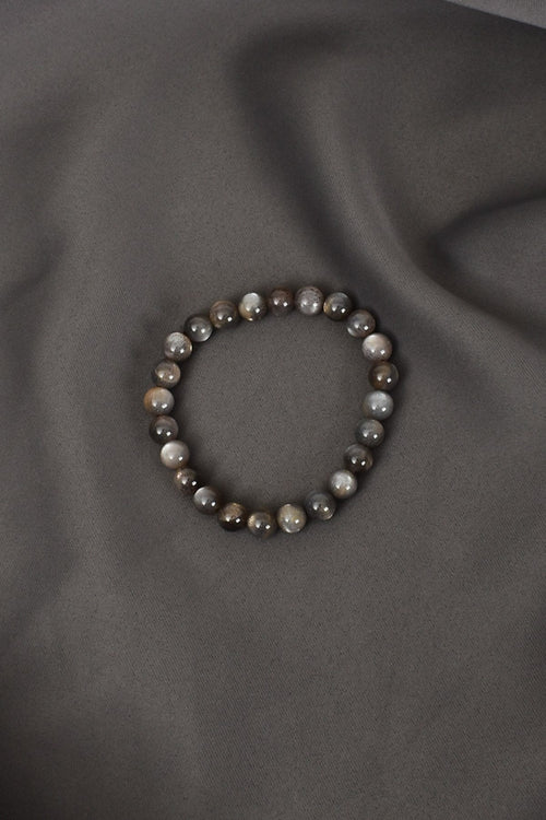 Siyah Ay Taşı Doğal Taş Bileklik 7 mm