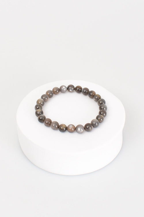 Siyah Ay Taşı Doğal Taş Bileklik 7 mm