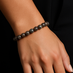 Siyah Ay Taşı Doğal Taş Bileklik 7 mm