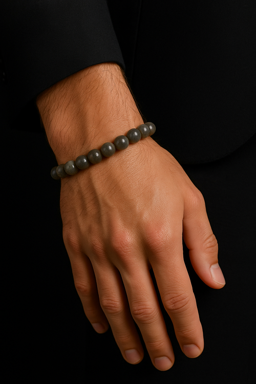 Siyah Ay Taşı Doğal Taş Bileklik 7 mm