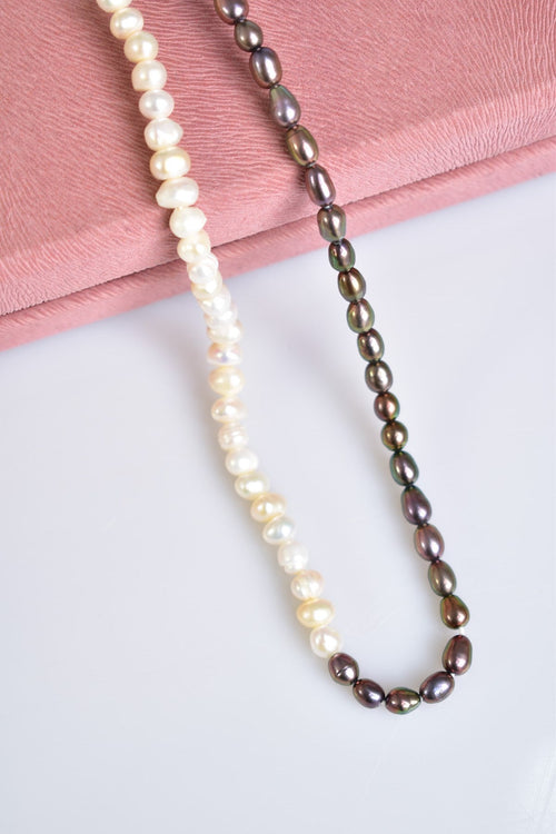 Siyah Beyaz Okyanus İncisi Kolye