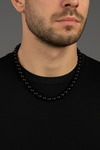 Black Eye Agate 8 mm Knotted Natural Stone Necklace