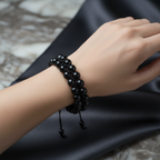 Siyah Göz Akik 8mm Çift Sıra Makrome Doğal Taş Bileklik