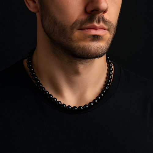 Siyah Turmalin 8 mm Dizi Doğal Taş Kolye