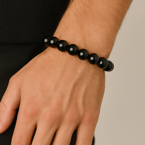Siyah Turmalin Doğal Taş Bileklik 10 mm