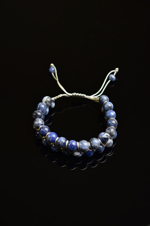 Sodalite Natural Stone Double Row Macrame Bracelet 8 mm
