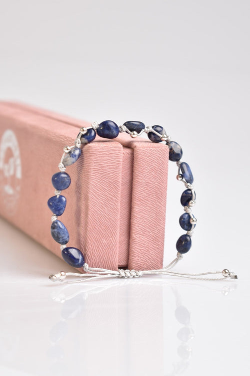 Sodalit Doğal Taş Makrome Bileklik
