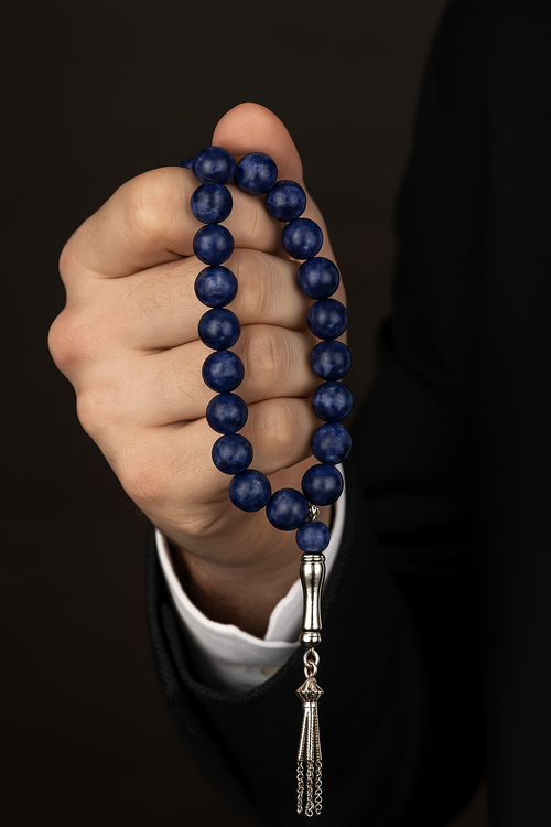 Sodalit Doğal Taş Tesbih 10 mm Küre Kesim