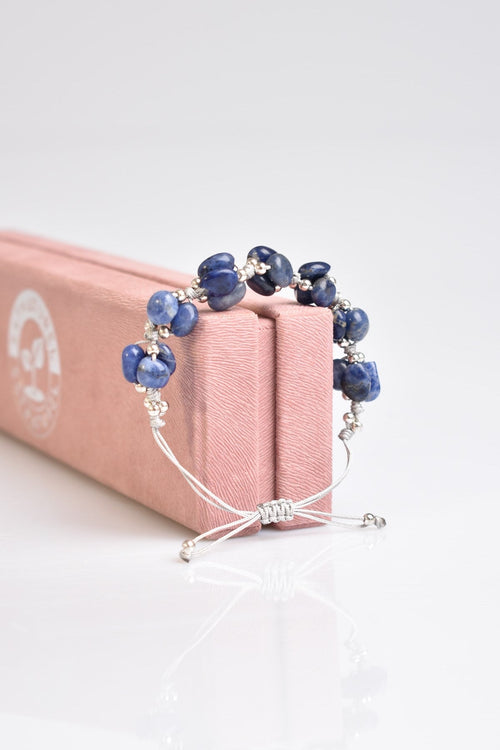 Sodalit Doğal Taş Üçlü Makrome Bileklik