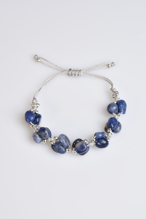 Sodalit Doğal Taş Üçlü Makrome Bileklik