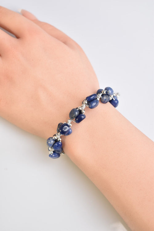 Sodalit Doğal Taş Üçlü Makrome Bileklik