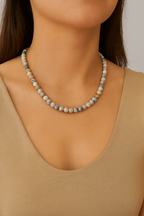 Süt Opal 8 mm Dizi Doğal Taş Kolye