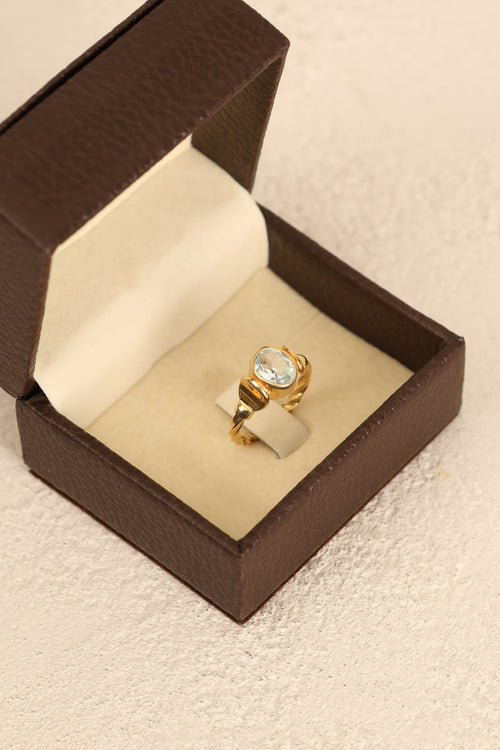 Topaz Doğal Taş 925 Ayar Gümüş Altın Kaplama Yüzük