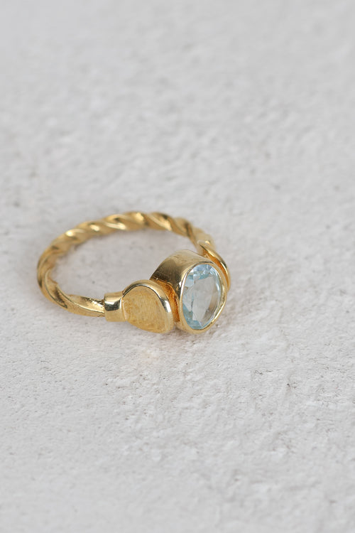 Topaz Doğal Taş 925 Ayar Gümüş Altın Kaplama Yüzük