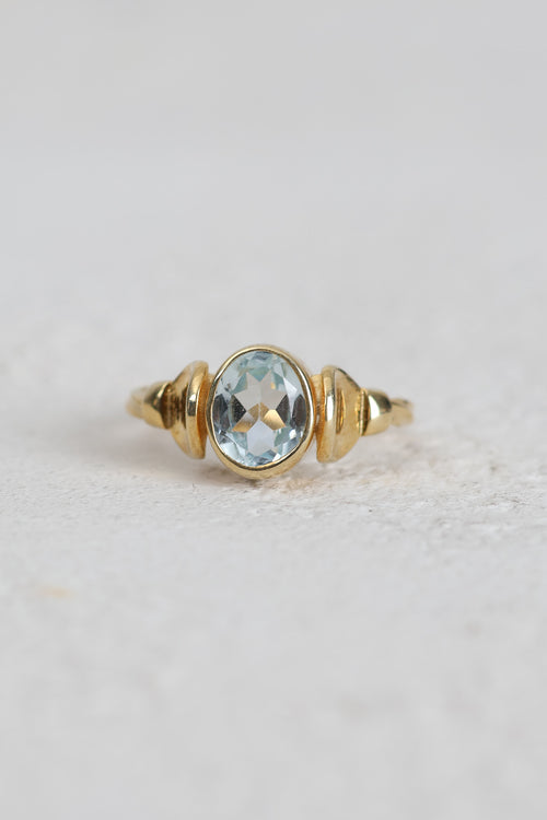 Topaz Doğal Taş 925 Ayar Gümüş Altın Kaplama Yüzük