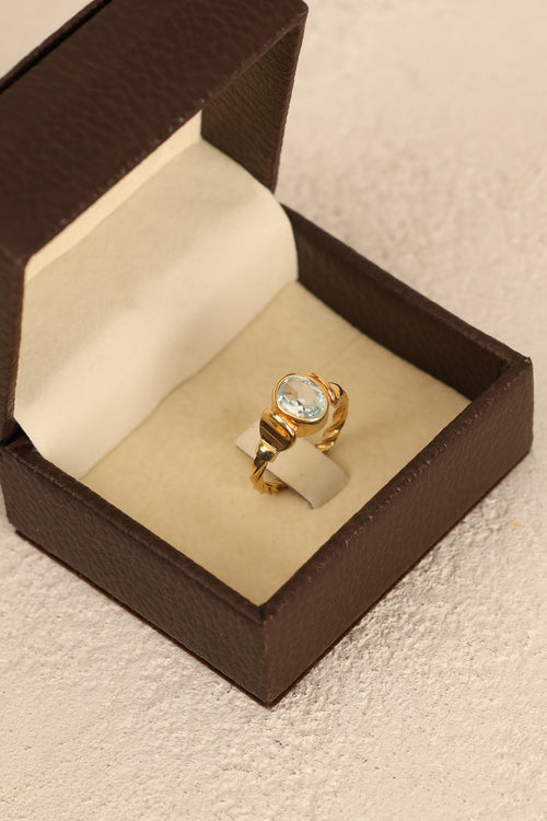 Topaz Doğal Taş 925 Ayar Gümüş Altın Kaplama Yüzük