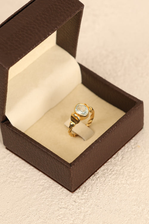 Topaz Doğal Taş 925 Ayar Gümüş Altın Kaplama Yüzük