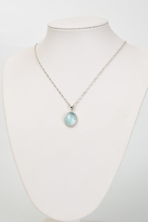 Topaz Doğal Taş 925 Ayar Gümüş Kolye