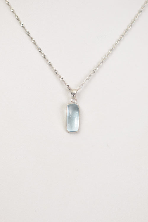 Topaz Doğal Taş 925 Ayar Gümüş Kolye