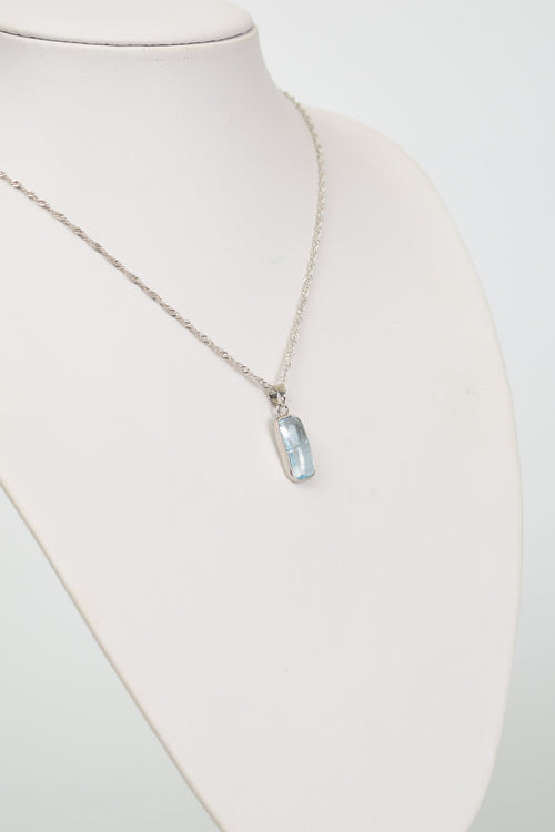 Topaz Doğal Taş 925 Ayar Gümüş Kolye