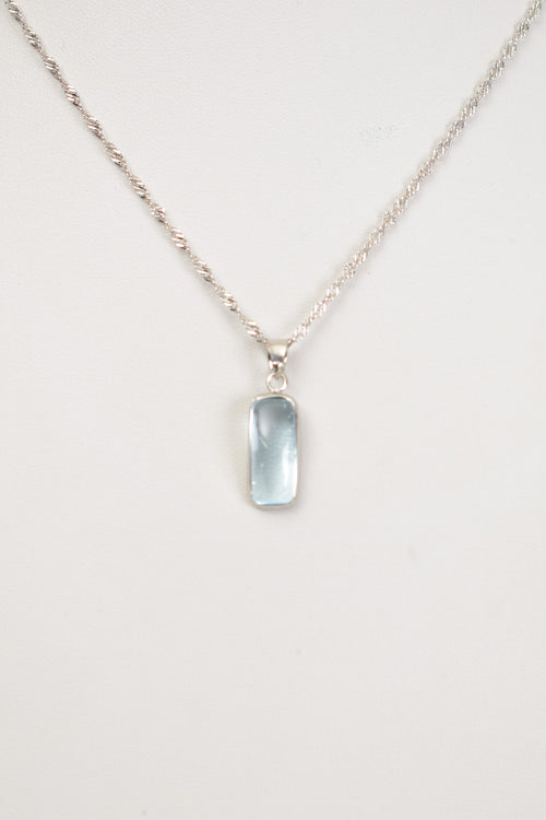 Topaz Doğal Taş 925 Ayar Gümüş Kolye