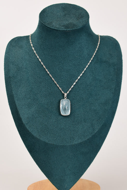 Topaz Doğal Taş 925 Ayar Gümüş Kolye