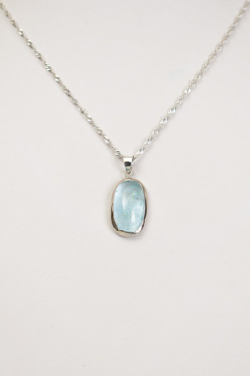 Topaz Doğal Taş 925 Ayar Gümüş Kolye