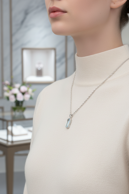 Topaz Doğal Taş 925 Ayar Gümüş Kolye