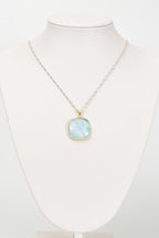 Topaz Doğal Taş 925 Ayar Gümüş Kolye ( Altın Kaplama )