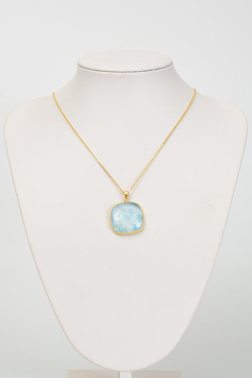 Topaz Doğal Taş 925 Ayar Gümüş Kolye ( Altın Kaplama )