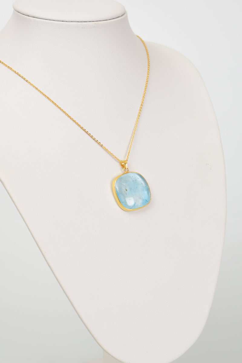 Topaz Doğal Taş 925 Ayar Gümüş Kolye ( Altın Kaplama ) - Görsel 4 - Safnaturel