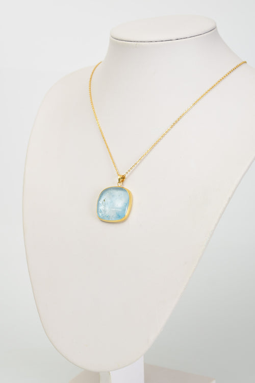 Topaz Doğal Taş 925 Ayar Gümüş Kolye ( Altın Kaplama )