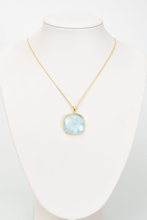 Topaz Doğal Taş 925 Ayar Gümüş Kolye ( Altın Kaplama )