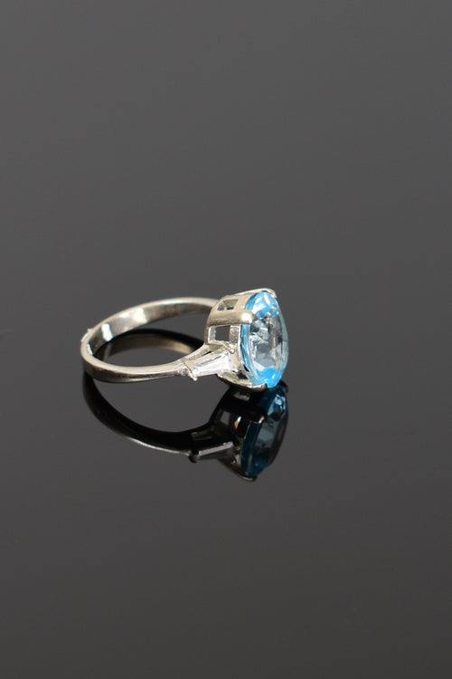 Topaz Doğal Taş 925 Ayar Gümüş Yüzük - Küpe Set