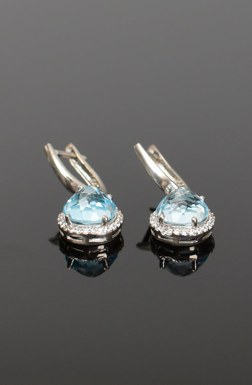 Topaz Doğal Taş 925 Ayar Gümüş Yüzük - Küpe Set