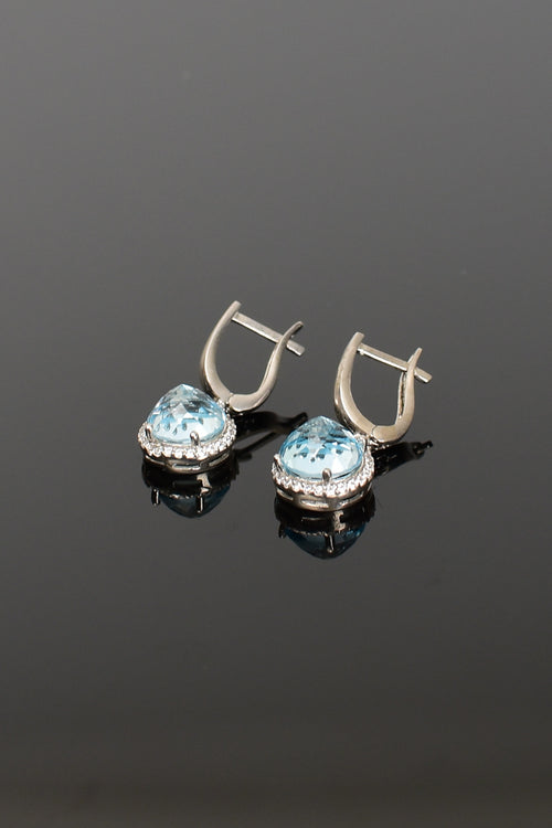 Topaz Doğal Taş 925 Ayar Gümüş Yüzük - Küpe Set