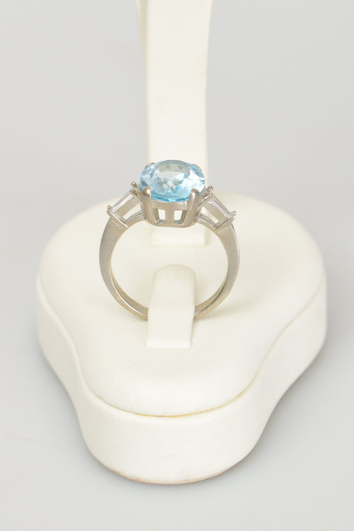 Topaz Doğal Taş 925 Ayar Gümüş Yüzük - Küpe Set