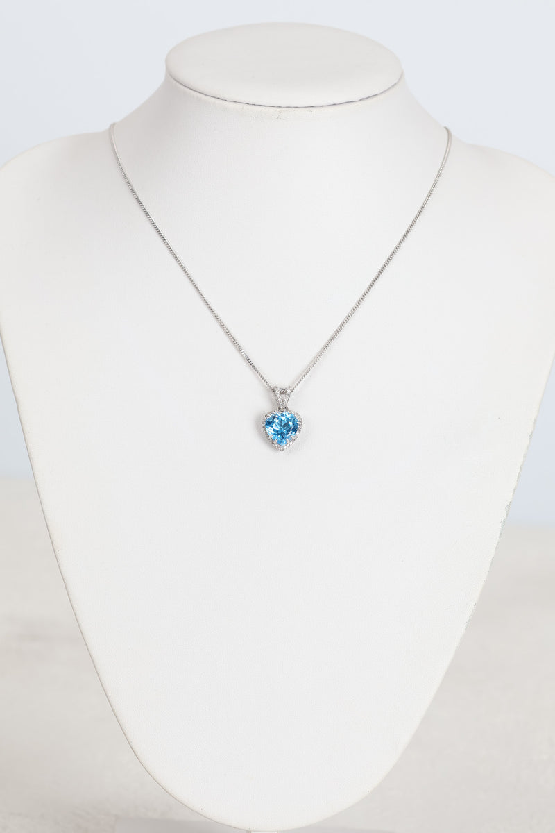 Topaz - Pırlantalı Doğal Taş 925 Ayar Gümüş Kolye - Görsel 3 - Safnaturel