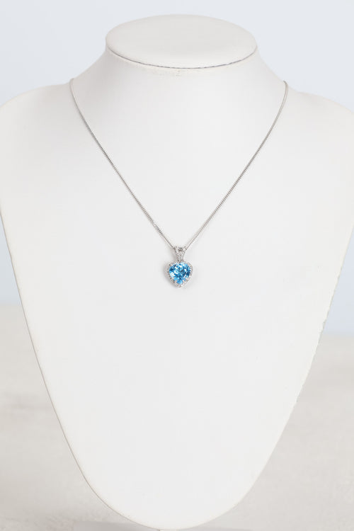 Topaz - Natural Stone 925 Sterling Silver Necklace with Diamonds