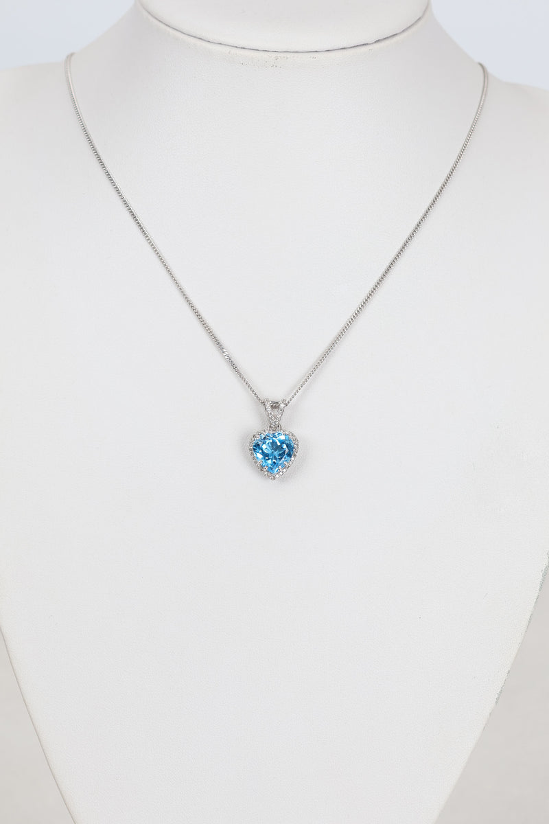 Topaz - Pırlantalı Doğal Taş 925 Ayar Gümüş Kolye - Görsel 4 - Safnaturel